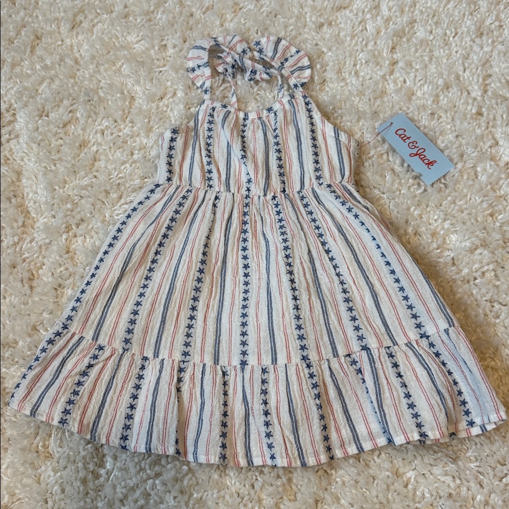 Cat & Jack Red, White and Blue Striped Dress